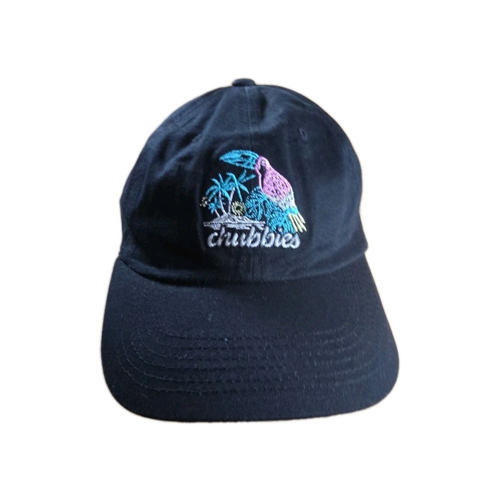 Chubbies Hat Cap Mens Strapback Black Toucan Beach Tropical Embroidered Logo